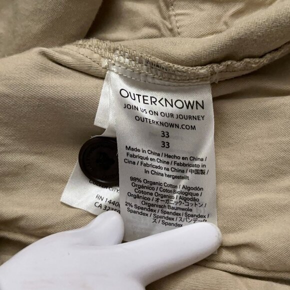 Outerknown Pants Mens Size 33 (Fits 34) S.E.A. Legs Organic Cotton Stretch Beige - Picture 6 of 6